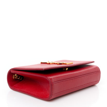 Saint Laurent Grain De Poudre Small Monogram Kate Satchel Red 4 of 11