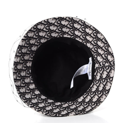 Christian Dior Cotton Large Brim Bucket Hat with Veil 56 Black White 7 of 9