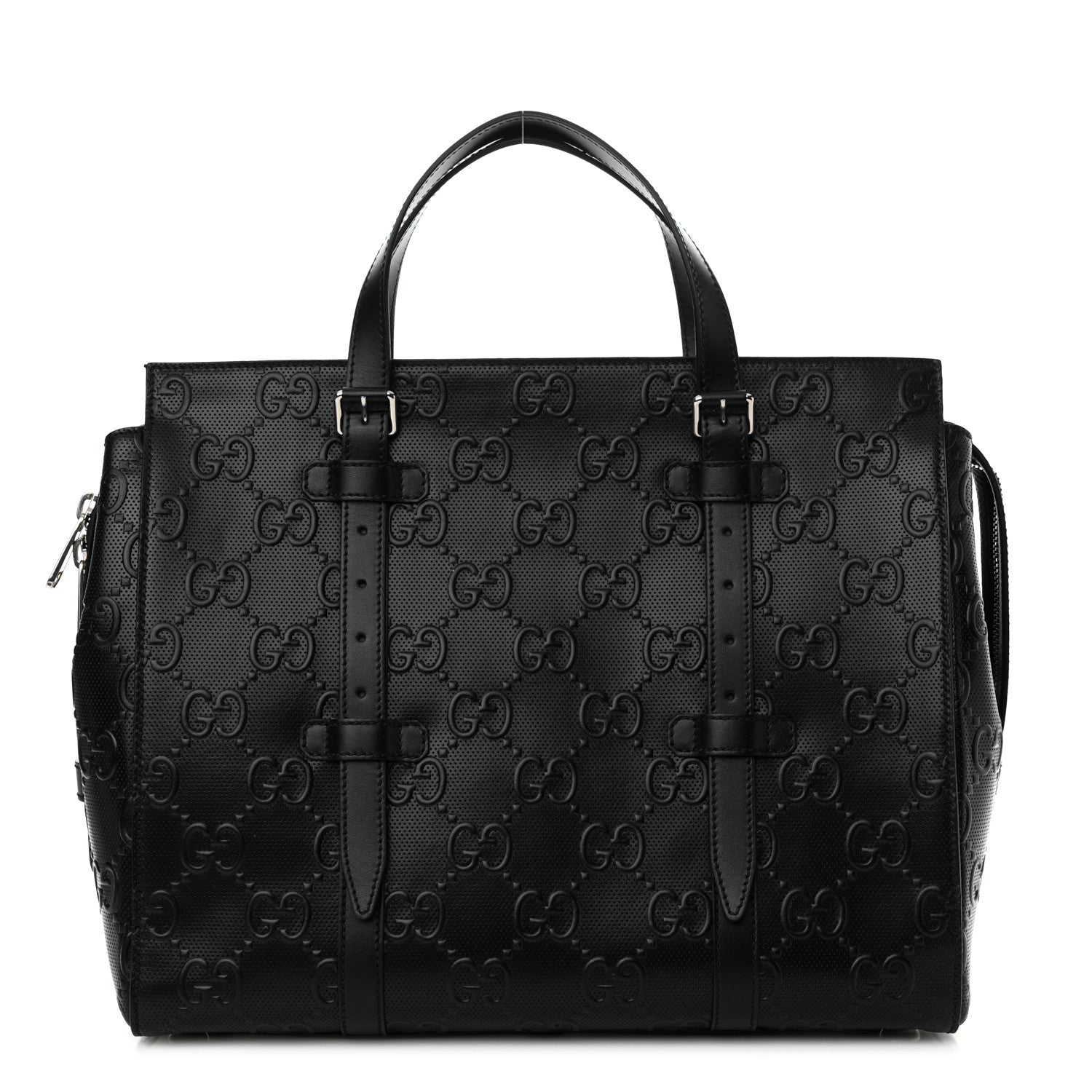 Gucci Calfskin GG Tennis Embossed Tote Bag Black 1 of 10
