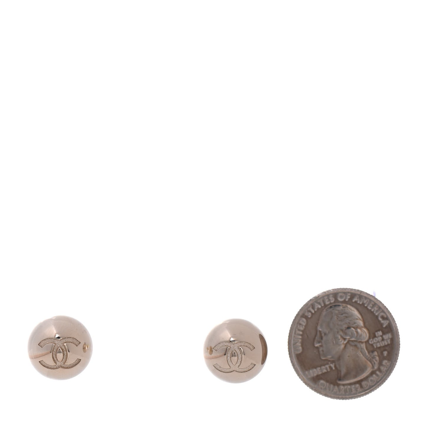 Metal Bead CC Stud Earrings Gold