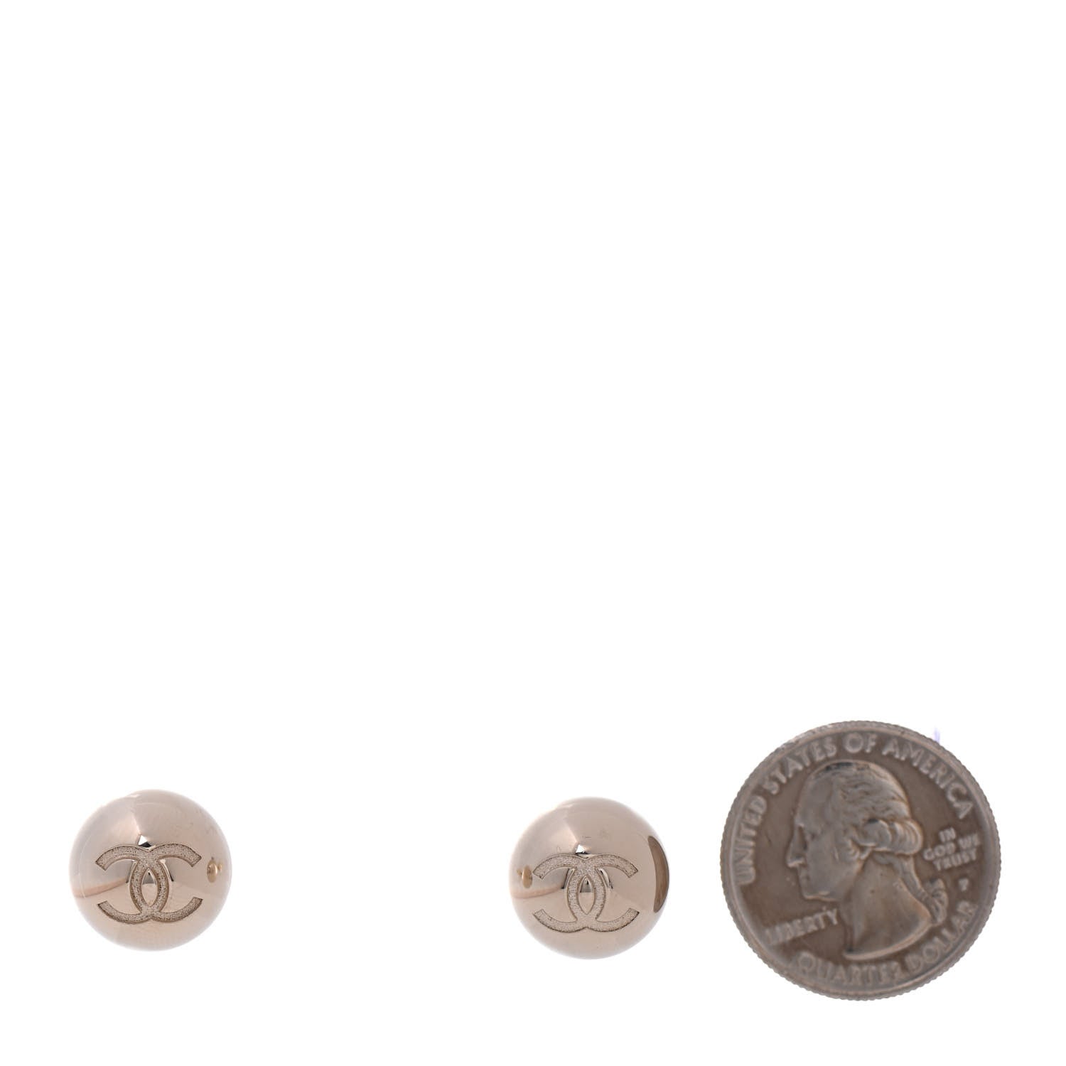 Chanel Metal Bead CC Stud Earrings Gold 2 of 4