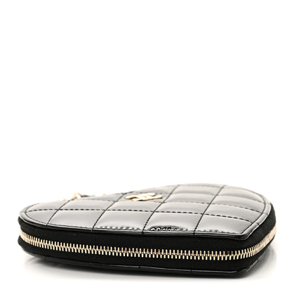 Chanel Patent Calfskin Resin Quilted CC Heart Clutch With Chain Black 14 of 17