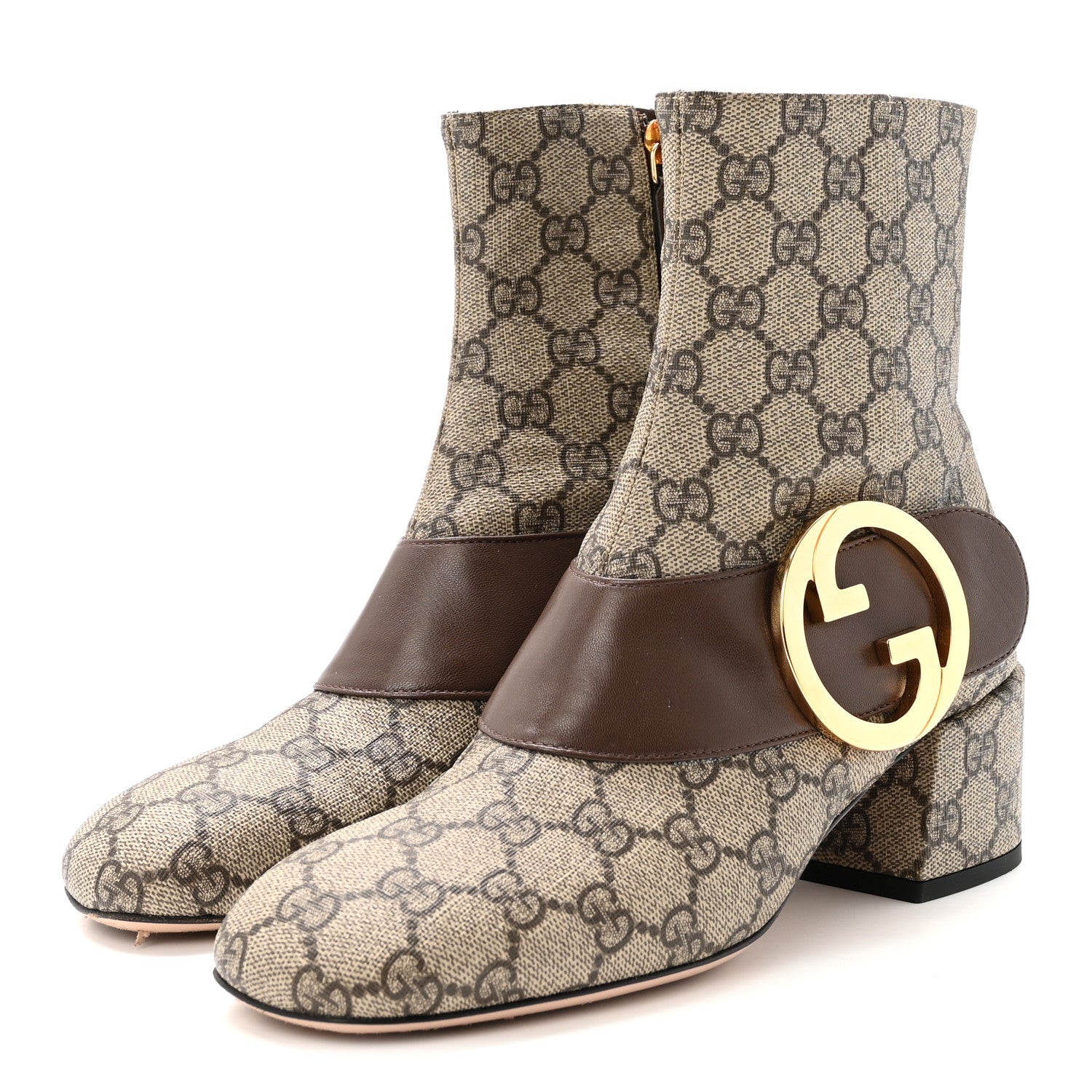 Gucci GG Supreme Monogram Malaga Kid Blondie 55mm Ankle Boots 37 Beige Ebony New Acero 4 of 10