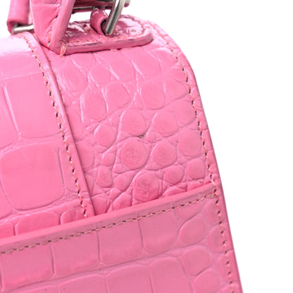 Balenciaga Shiny Calfskin Crocodile Embossed Small Hourglass Top Handle Bag Baby Pink 15 of 18