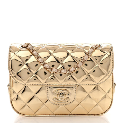 Chanel Mirror Calfskin Metallic Calfskin Quilted Hollywood Boulevard Mini Flap With Star Coin Purse Gold 4 of 12