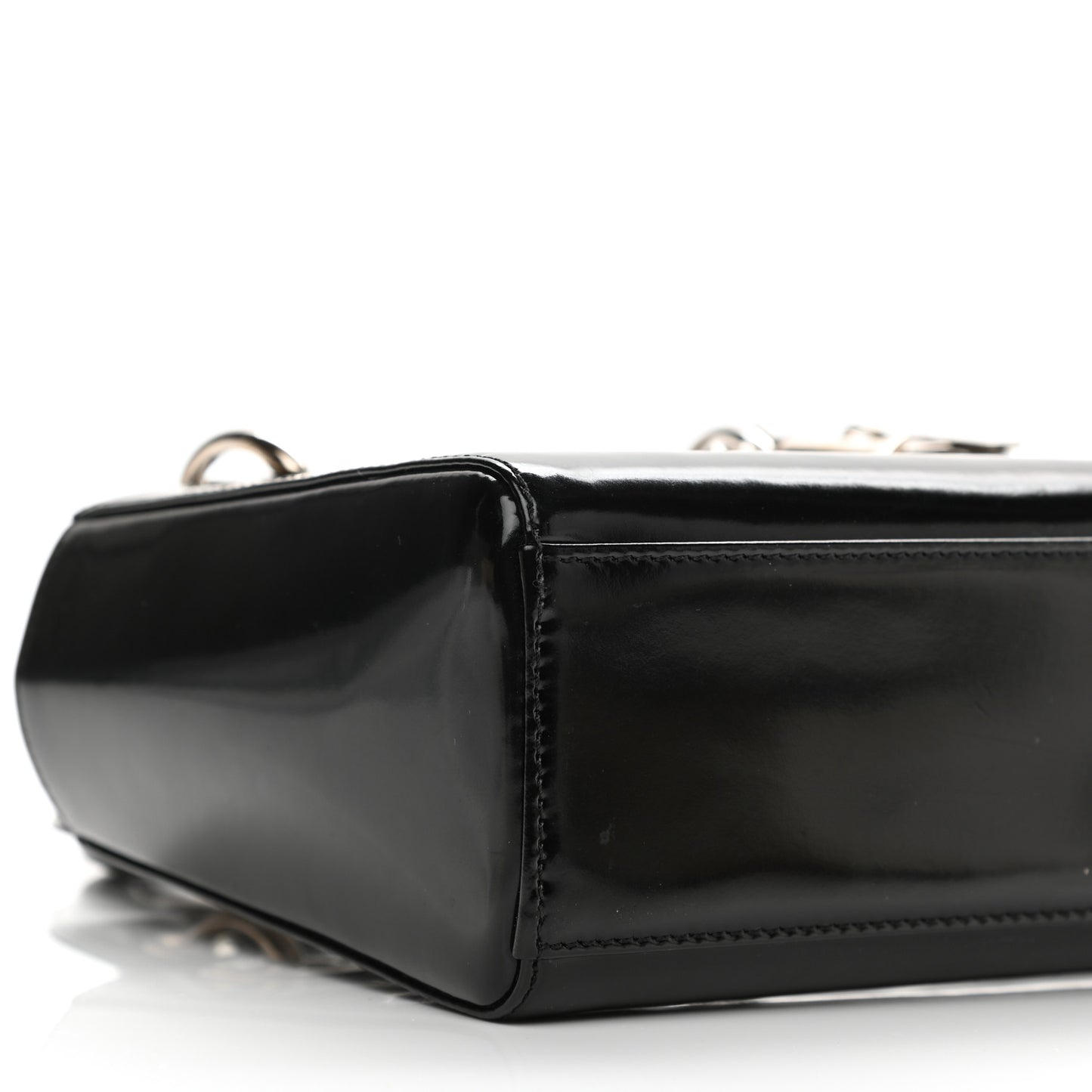 Glazed Calfskin Mini Lady Dior Black
