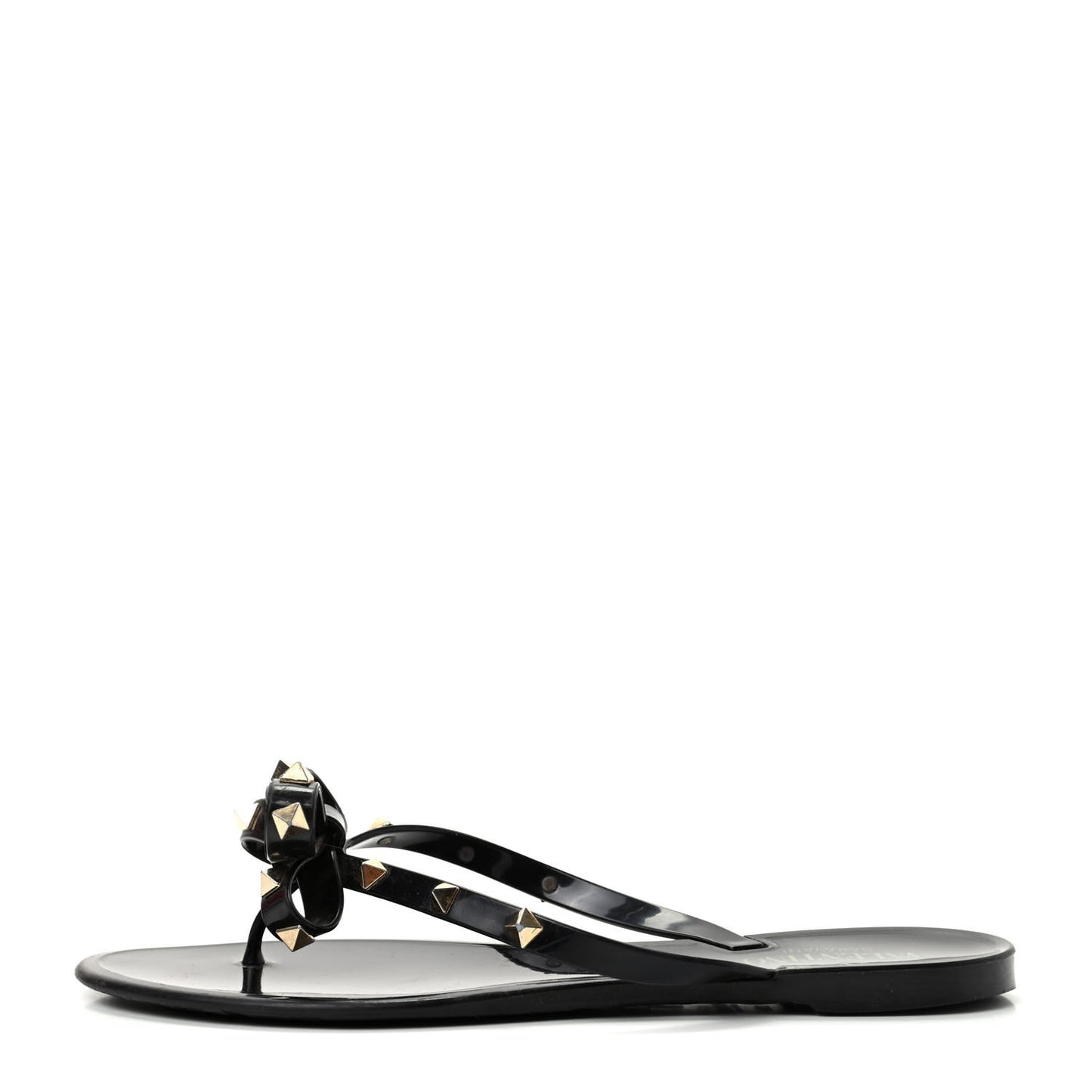 PVC Jelly Rockstud Bow Thong Sandals 39 Black