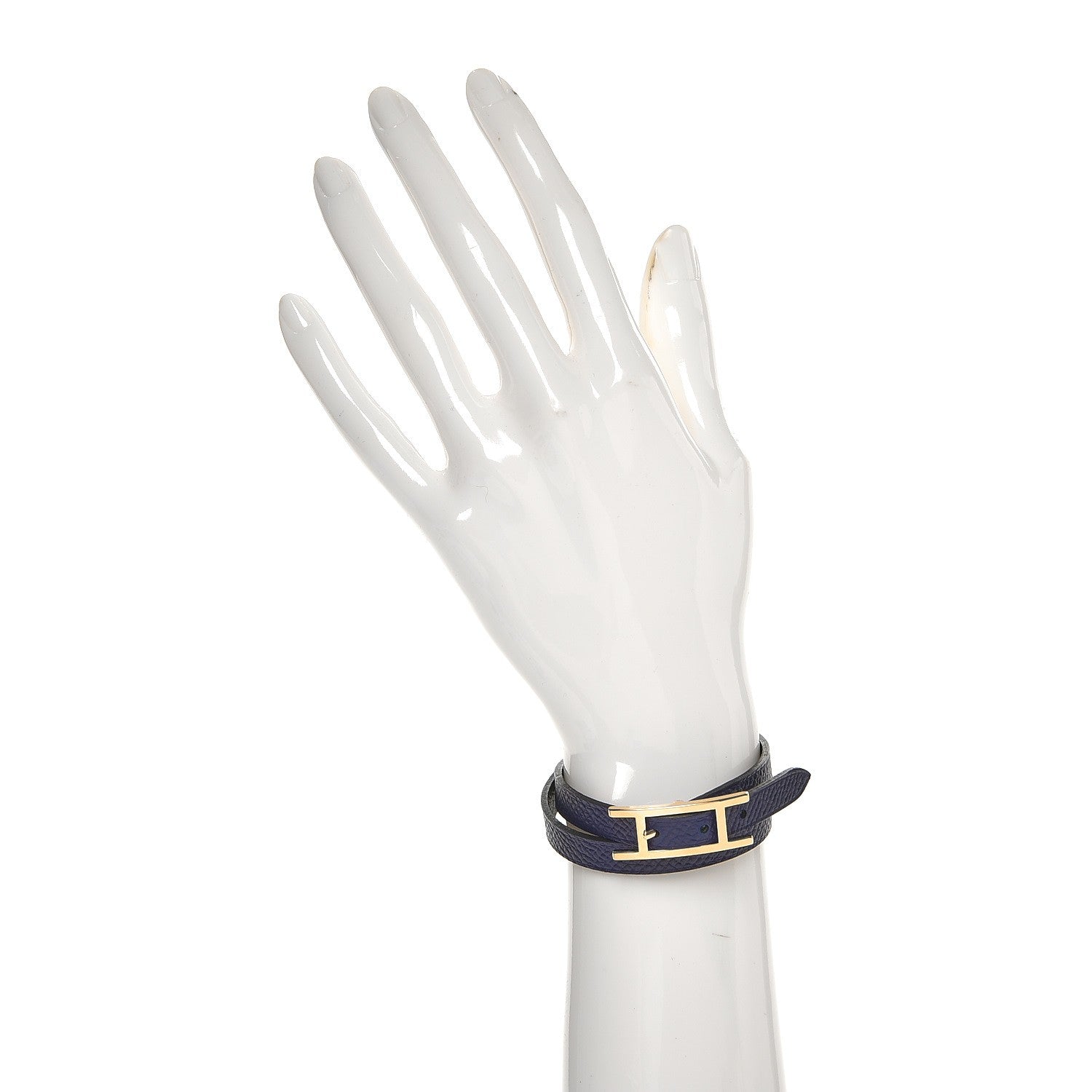 Hermes Epsom Behapi Double Tour Bracelet XS Bleu Saphir Vert Anglais 2 of 5