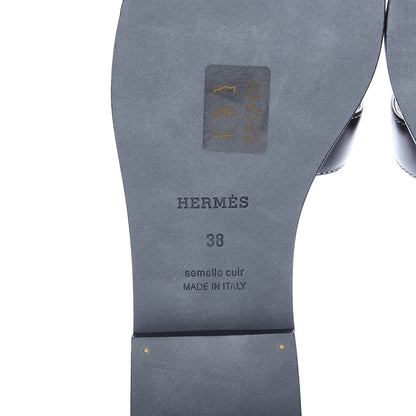 Hermes Box Calfskin Oran Sandals 38 Black 6 of 9