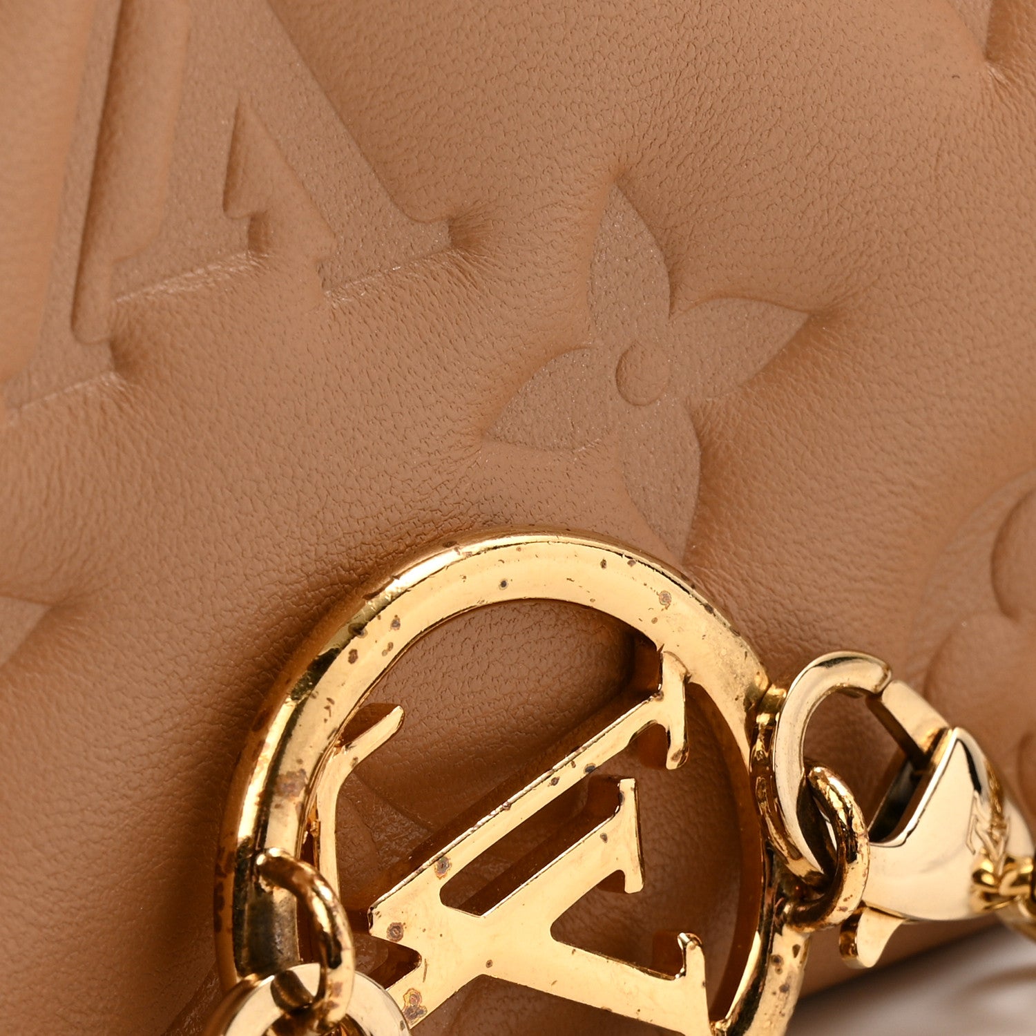 Louis Vuitton Lambskin Embossed Monogram Pochette Coussin Camel 11 of 15