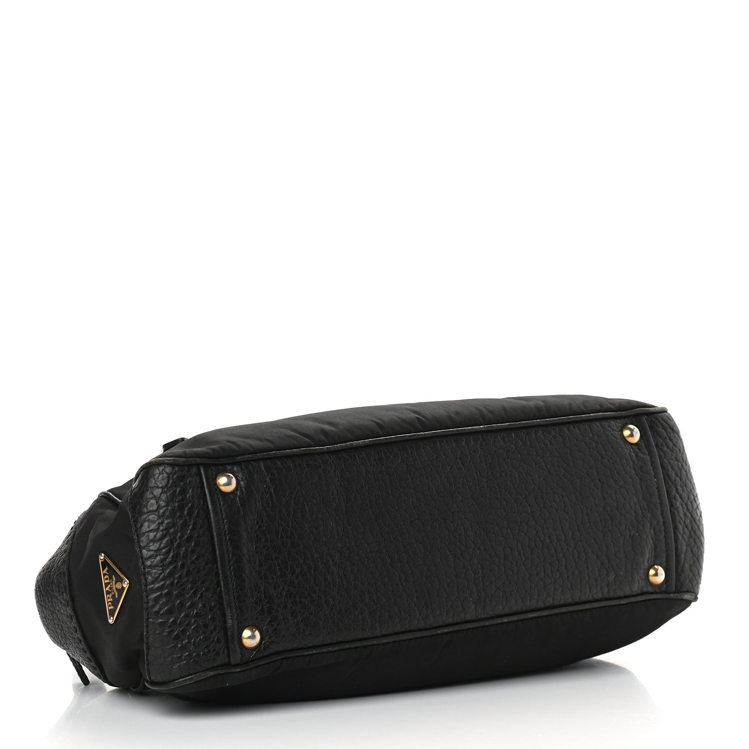 Prada Tessuto Nylon Calfskin Shoulder Bag Black 3 of 7