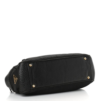Prada Tessuto Nylon Calfskin Shoulder Bag Black 3 of 7