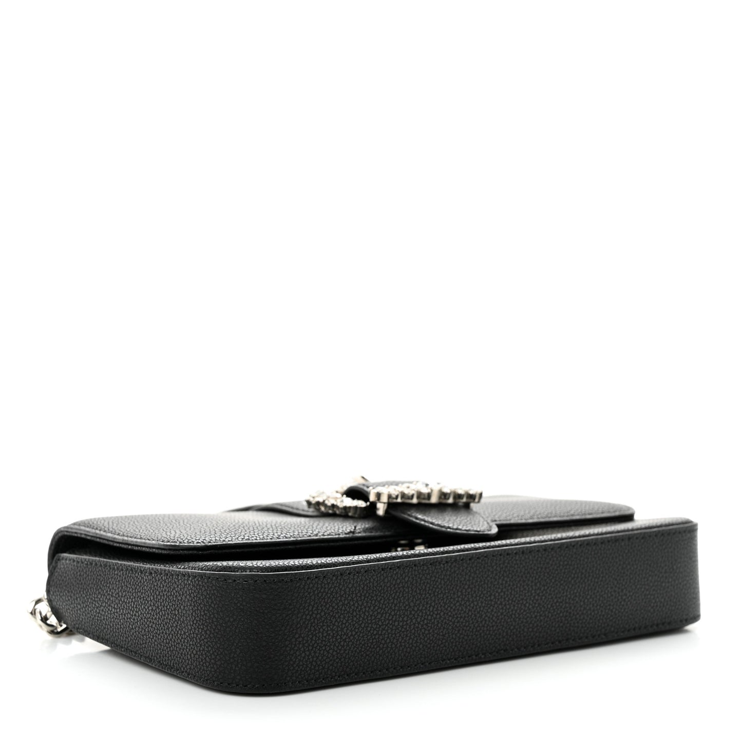 Calfskin Crystal Cheri Wallet on Chain Bag Black
