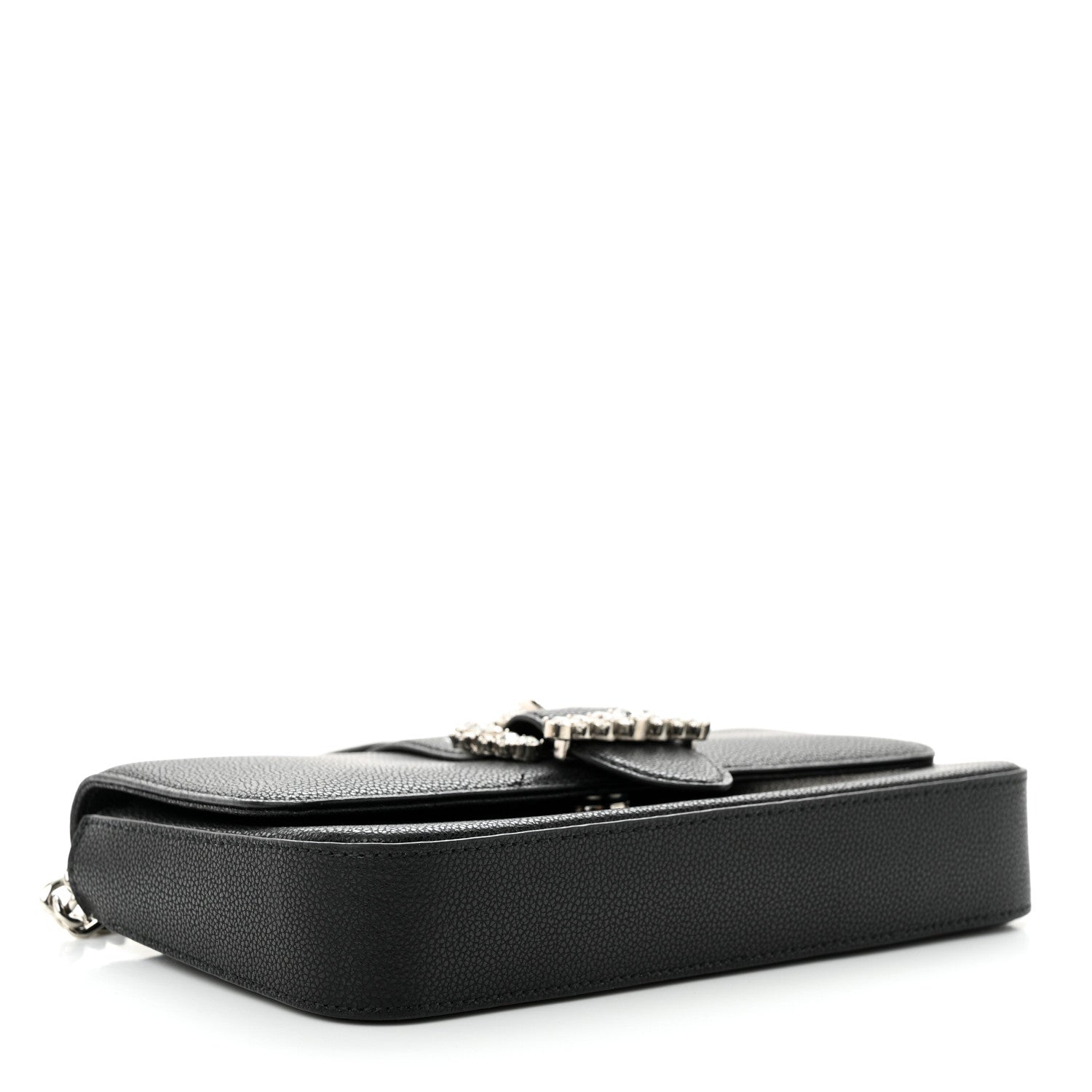 Jimmy Choo Calfskin Crystal Cheri Wallet on Chain Bag Black 4 of 8
