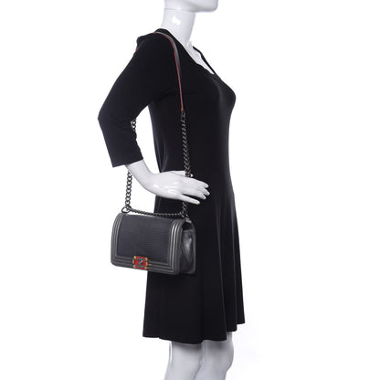 Chanel Lambskin Embossed Medium Boy Cube Flap Grey 2 of 19