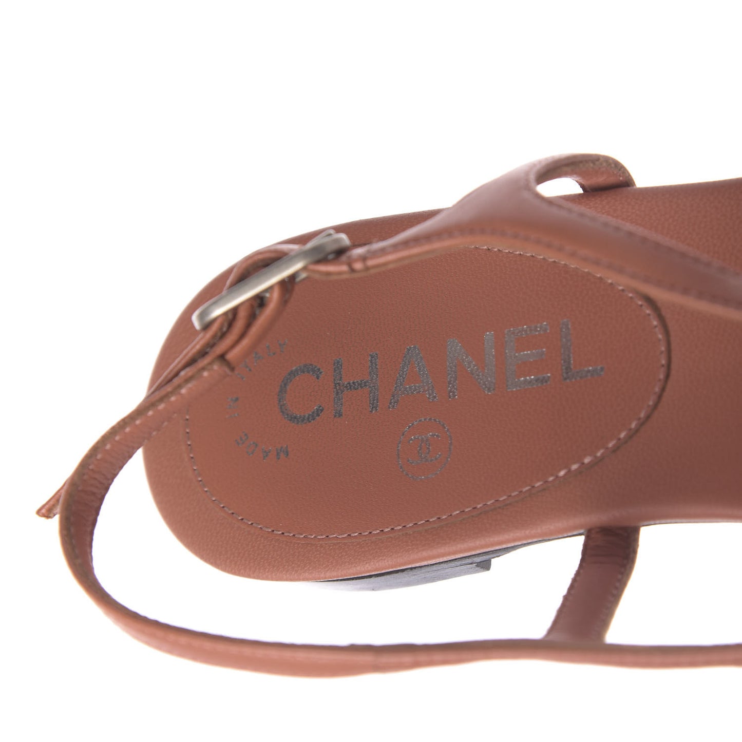 Lambskin Crystal Baguette CC Thong Sandals 38 Orange