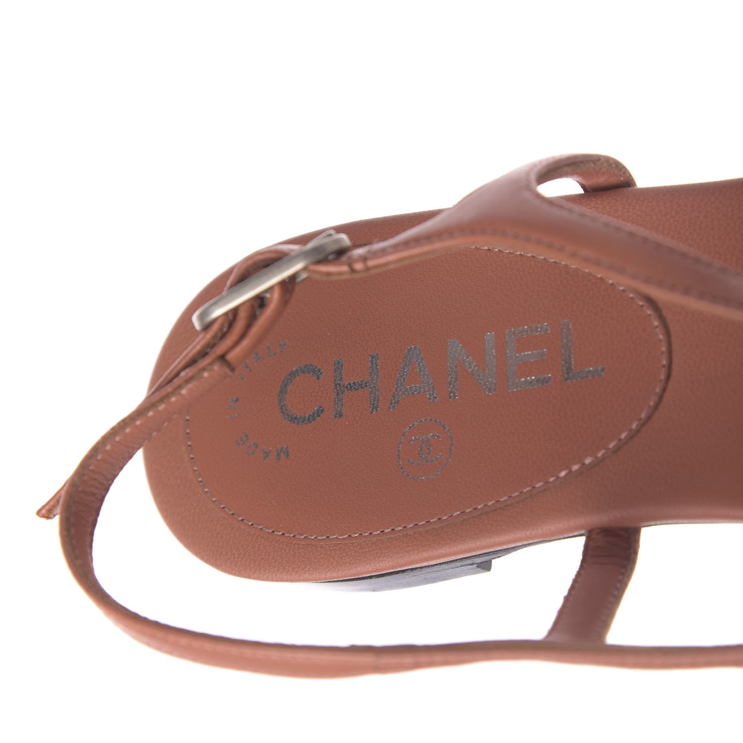 Chanel Lambskin Crystal Baguette CC Thong Sandals 38 Orange 6 of 10