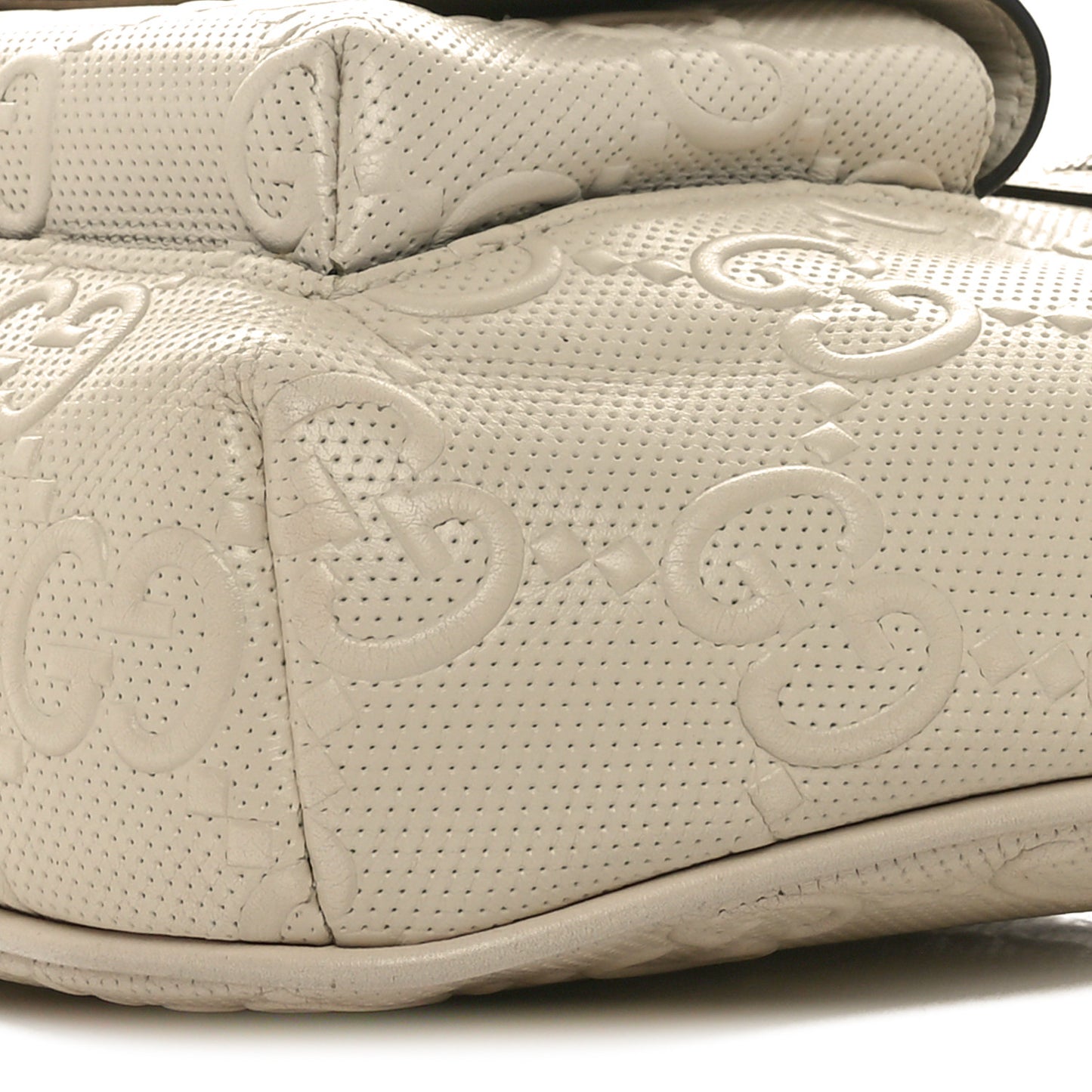 Calfskin GG Tennis Embossed Pocket Belt Bag Mystic White