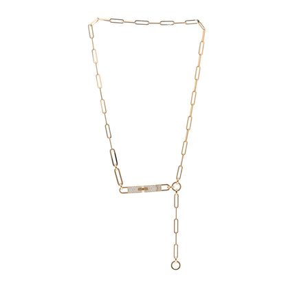Hermes 18K Yellow Gold Diamond Pave PM Kelly Chaine Lariat Necklace ST 3 of 5