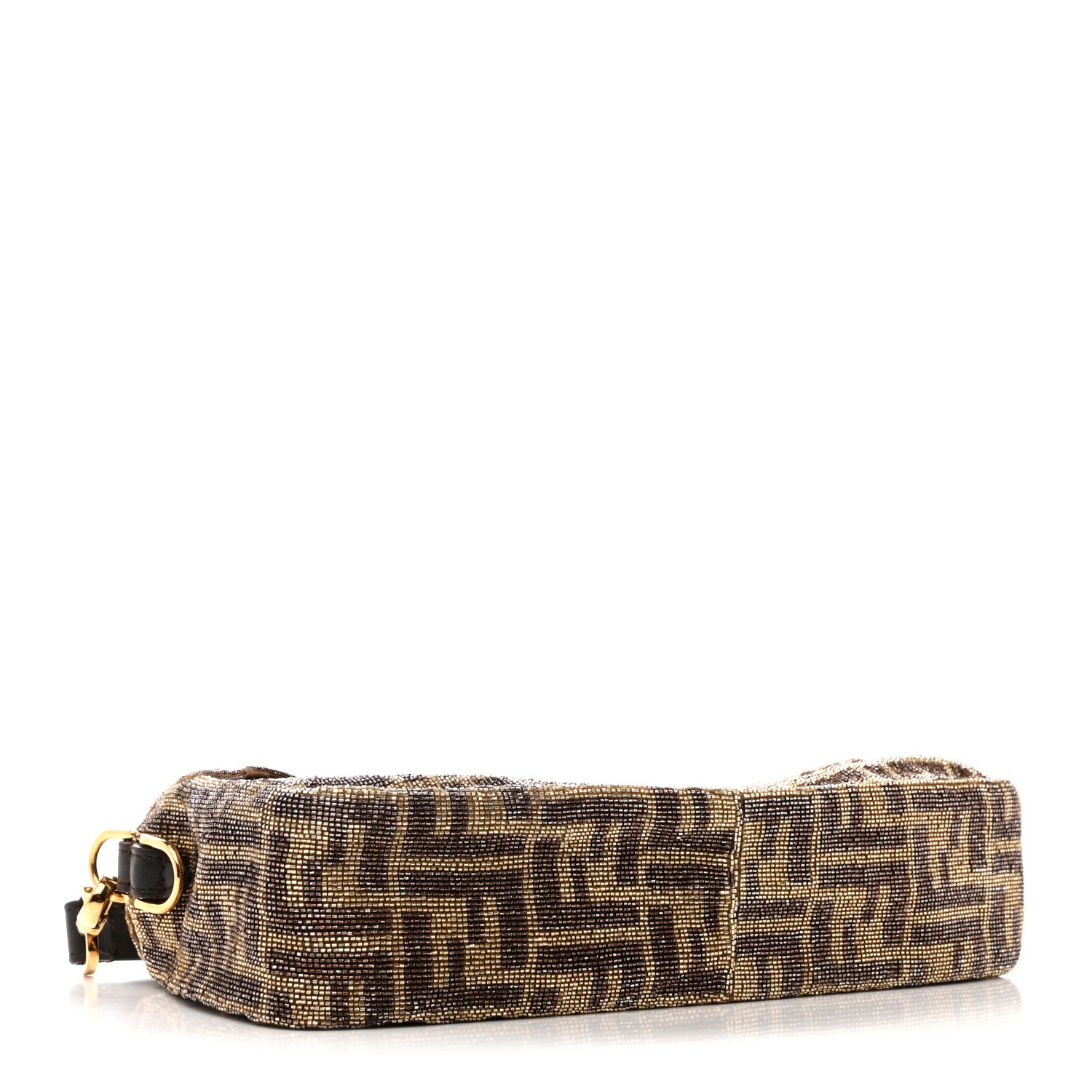 Fendi Vitello King Beaded Zucca Baguette Mogano Panna Ebano 4 of 13
