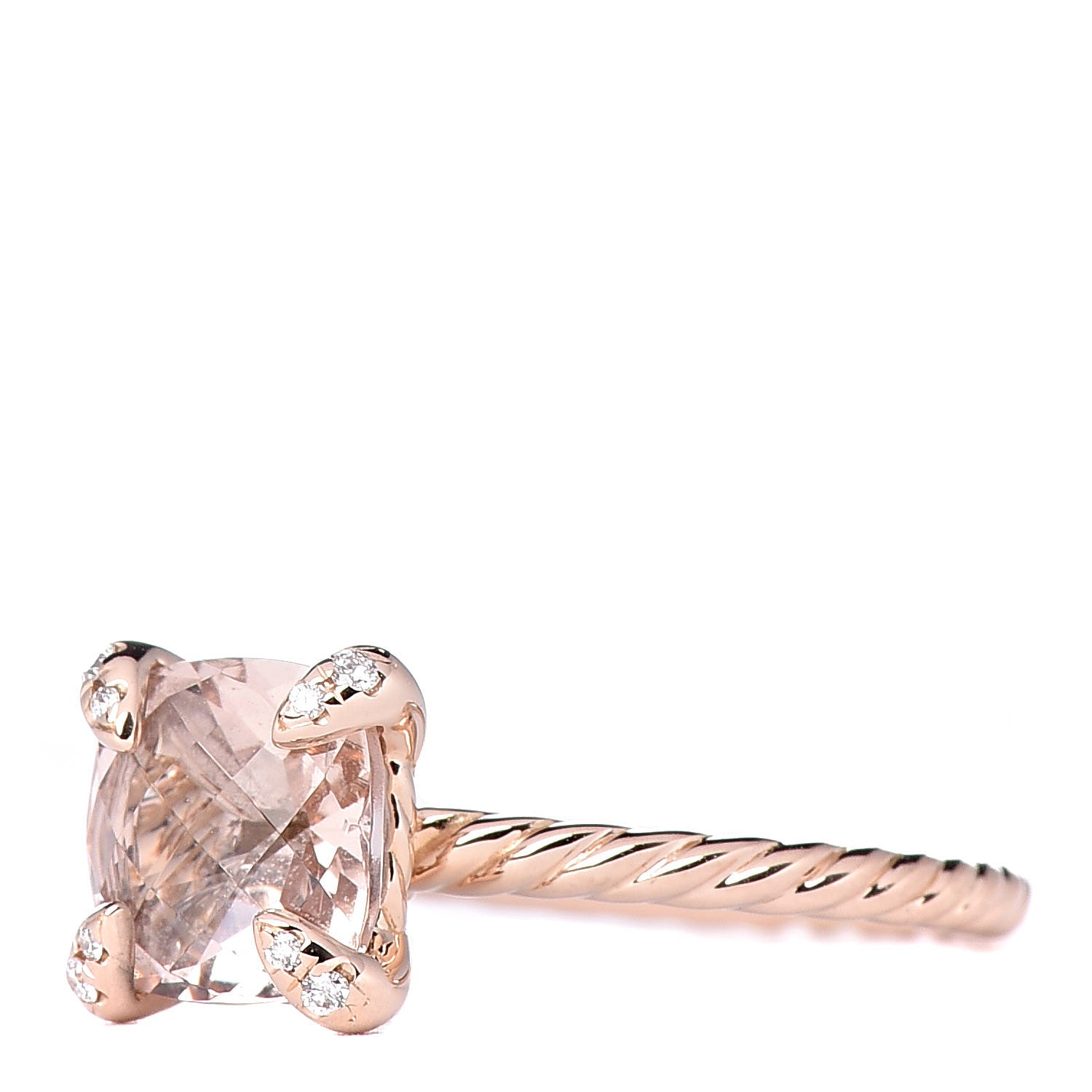 David Yurman 18K Rose Gold Diamond Morganite 7mm Chatelaine Ring 48 4.5 3 of 5