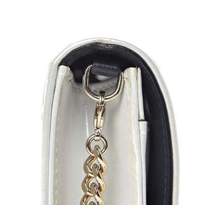Christian Dior Patent Micro-Cannage Diorama Wallet on Chain Pouch White 9 of 12