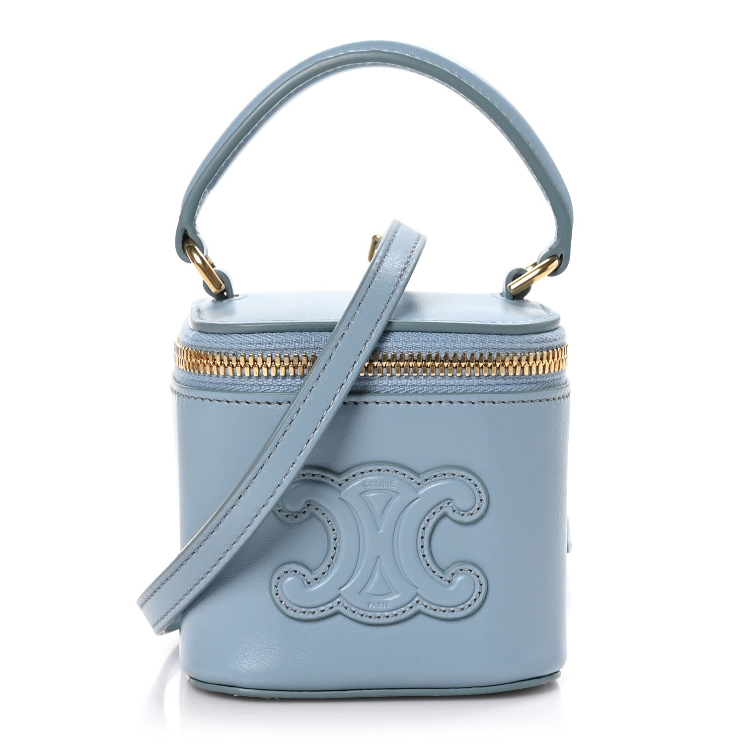 Celine Smooth Calfskin Cuir Triomphe Mini Vanity Case California Blue 1 of 10