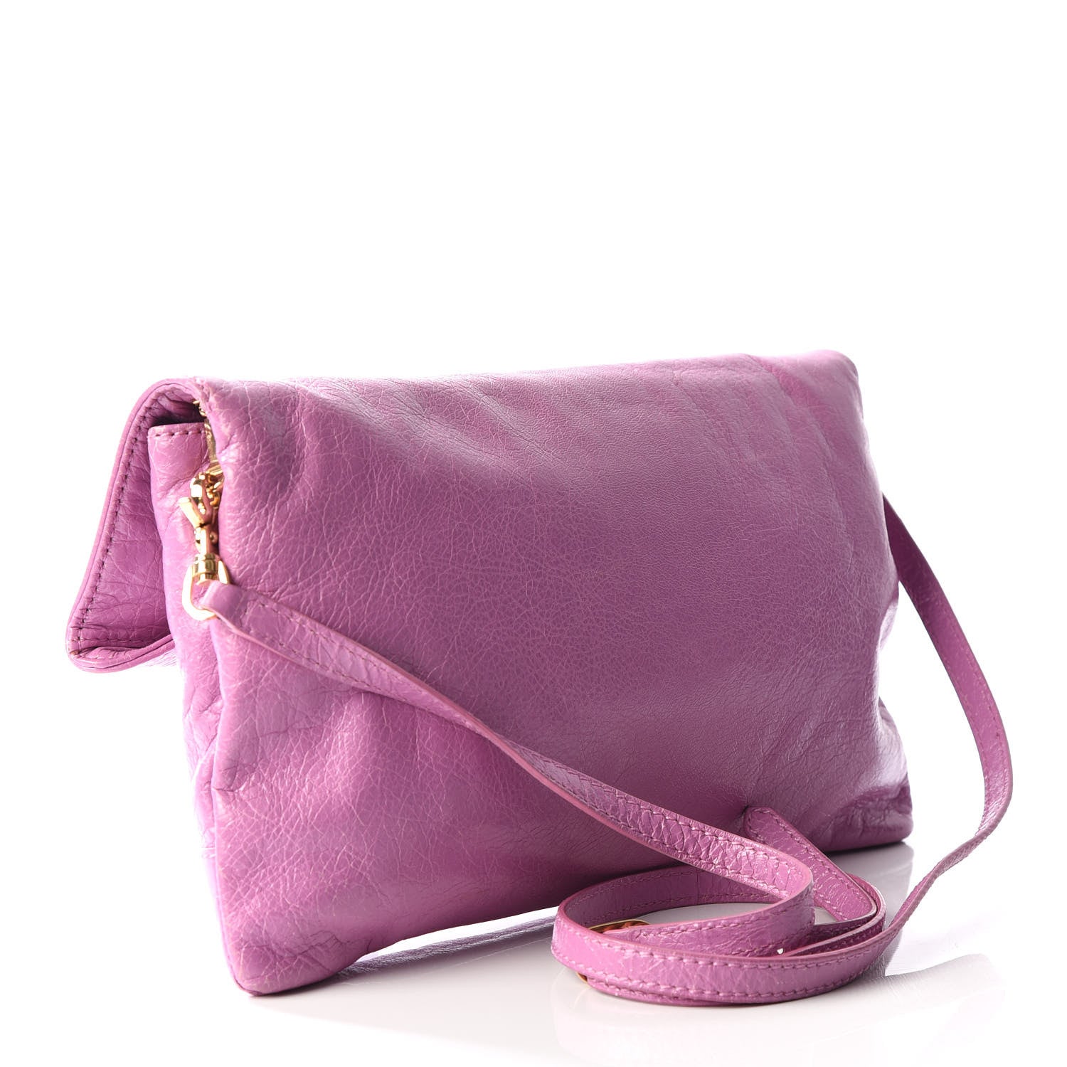 Balenciaga Agneau Giant 12 Gold Hardware Envelope Strap Clutch Rose Berlingot 2 of 9