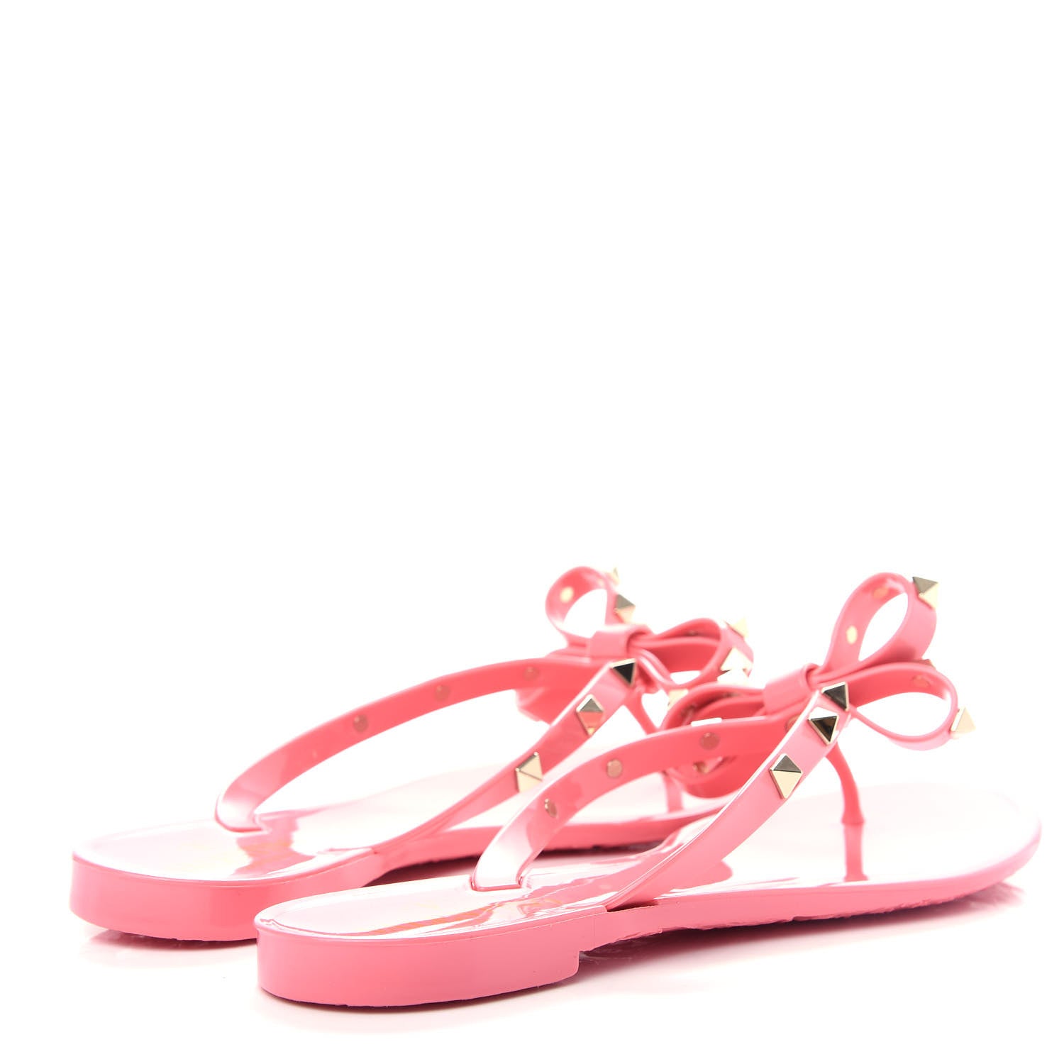 Valentino Garavani PVC Jelly Rockstud Bow Thong Sandals 37 Sweet Pink 4 of 10