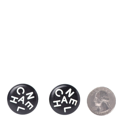 Chanel Resin CC Round Clip On Earrings Gold Black 2 of 4