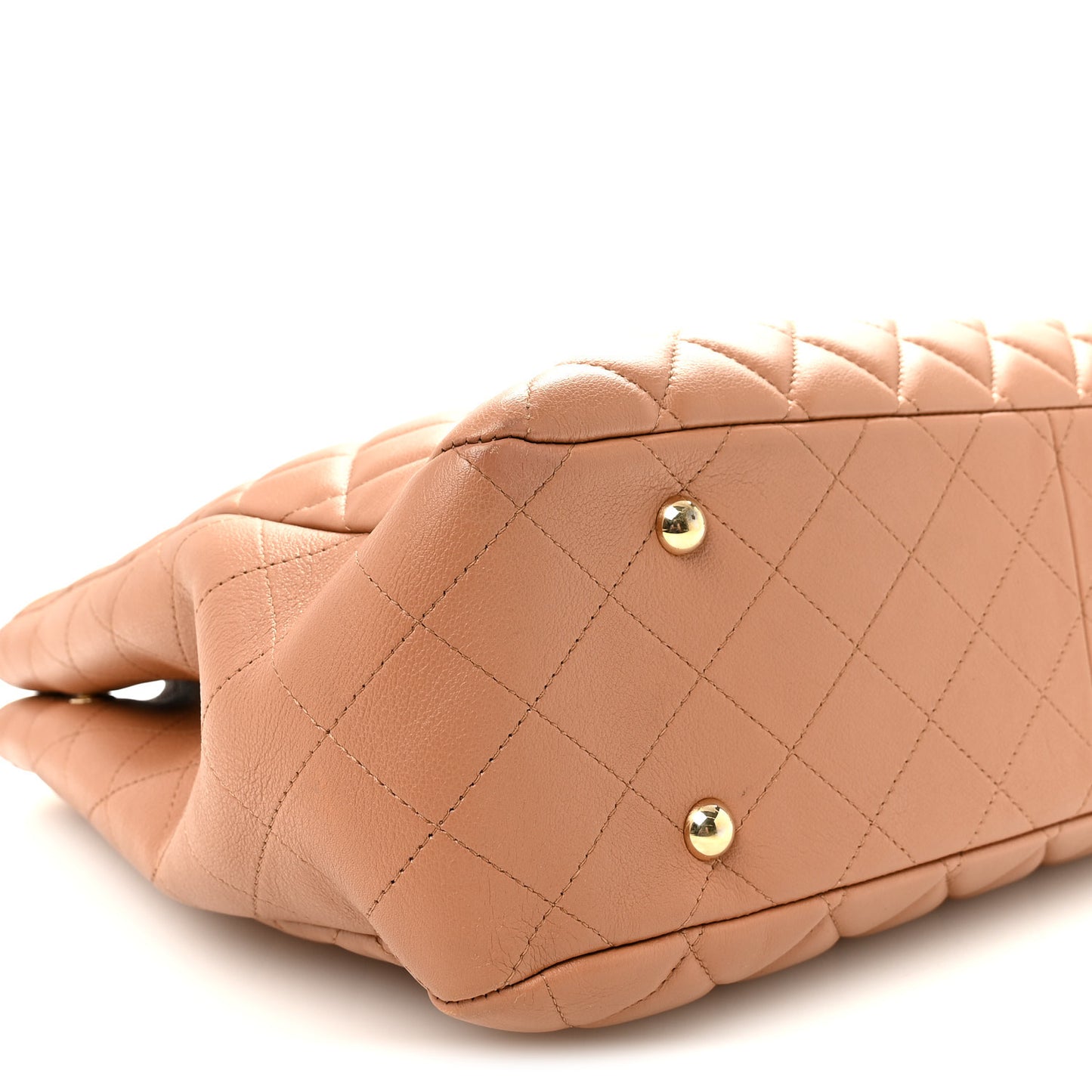 Calfskin Quilted Large CC Shopping Tote Camel