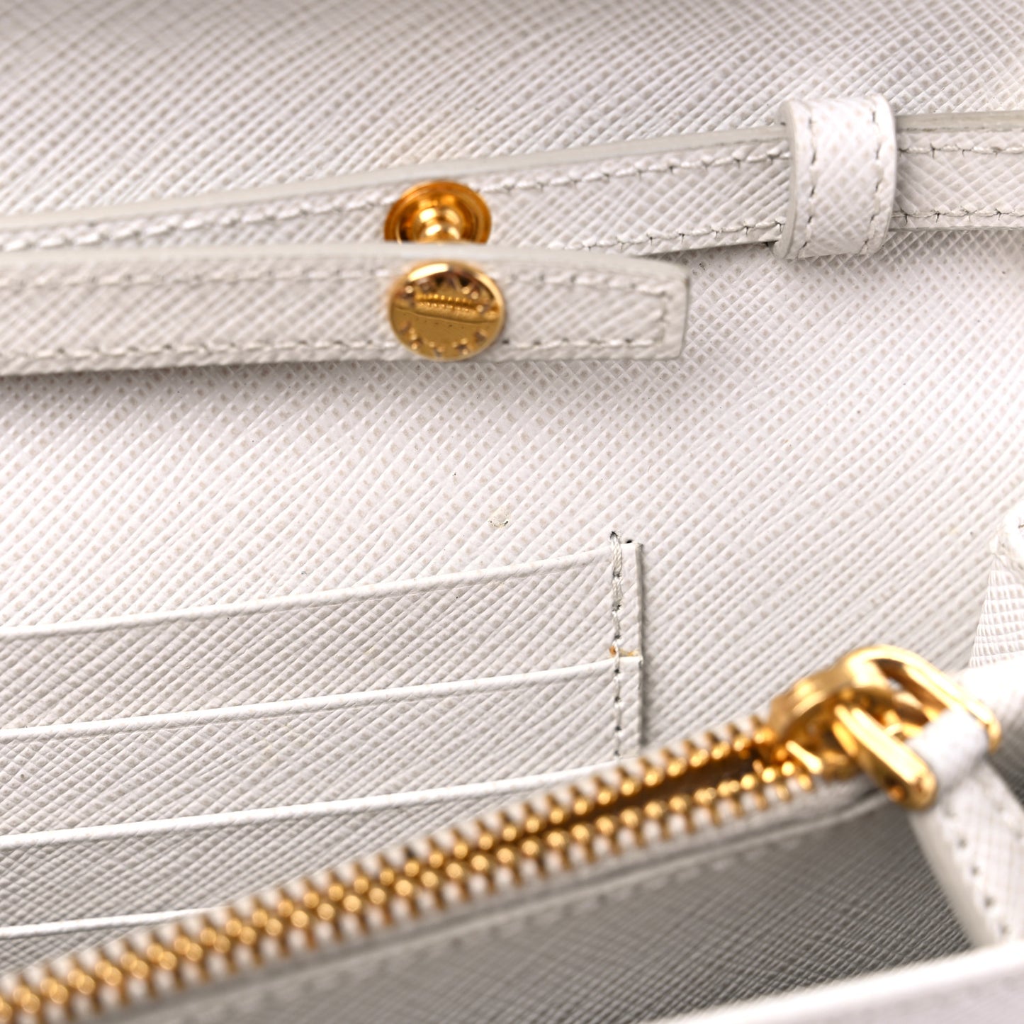 Saffiano Lux Chain Wallet White