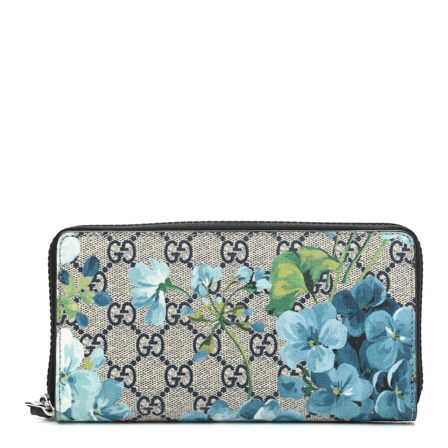 Gucci GG Supreme Monogram Blooms Zip Around Wallet Blue 1 of 8