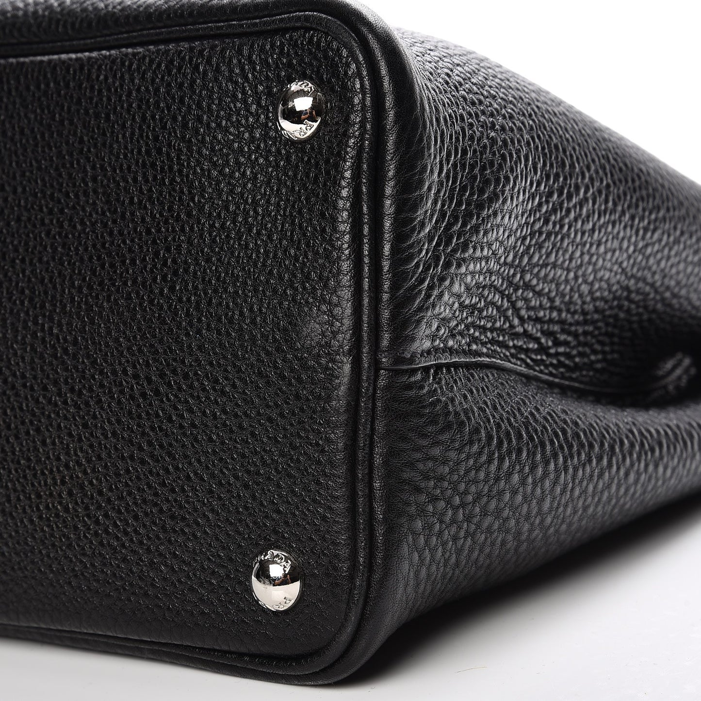 Vitello Daino Small Double Tote Black Cuoio