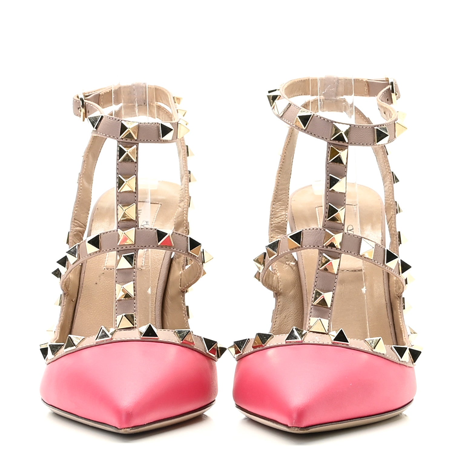 Valentino Garavani Calfskin Nappa Rockstud Ankle Strap 100mm Pumps 36 Deep Fuxia Poudre 3 of 15