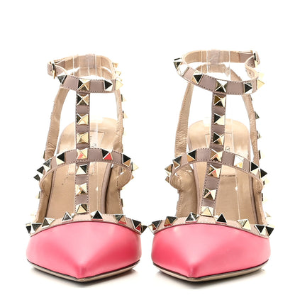 Valentino Garavani Calfskin Nappa Rockstud Ankle Strap 100mm Pumps 36 Deep Fuxia Poudre 3 of 15