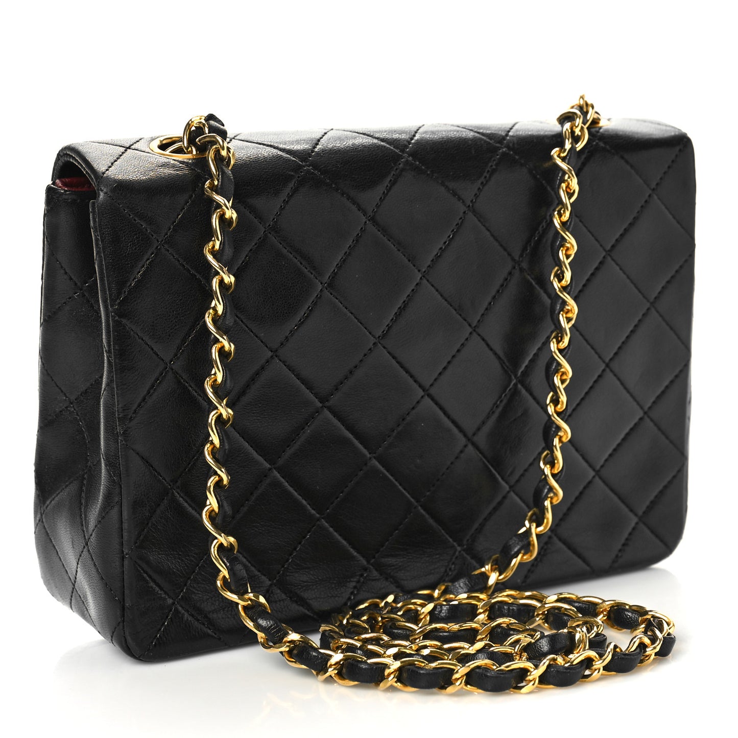 Lambskin Quilted Mini Square Flap Bag Black