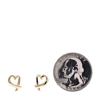 Tiffany 18K Yellow Gold Mini Paloma Picasso Loving Heart Earrings 2 of 4