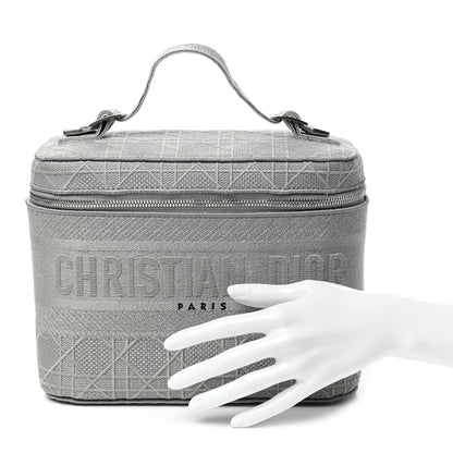 Christian Dior Canvas Embroidered Cannage Diortravel Vanity Case Grey 2 of 8