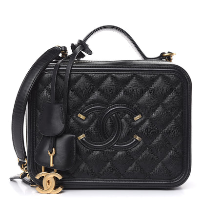 Chanel Caviar Quilted Medium CC Filigree Vanity Case Black 1 of 12