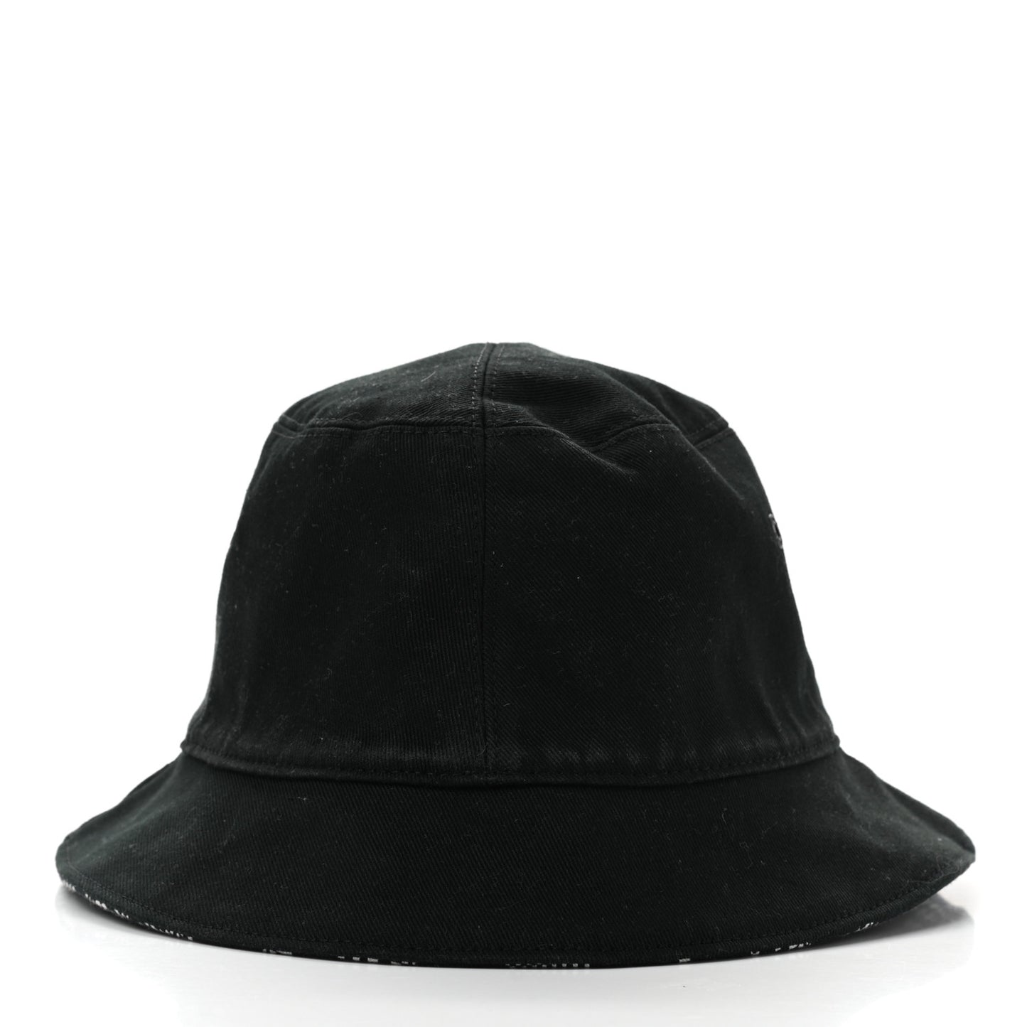 Cotton Damier Distorted Reversible Bucket Hat Black