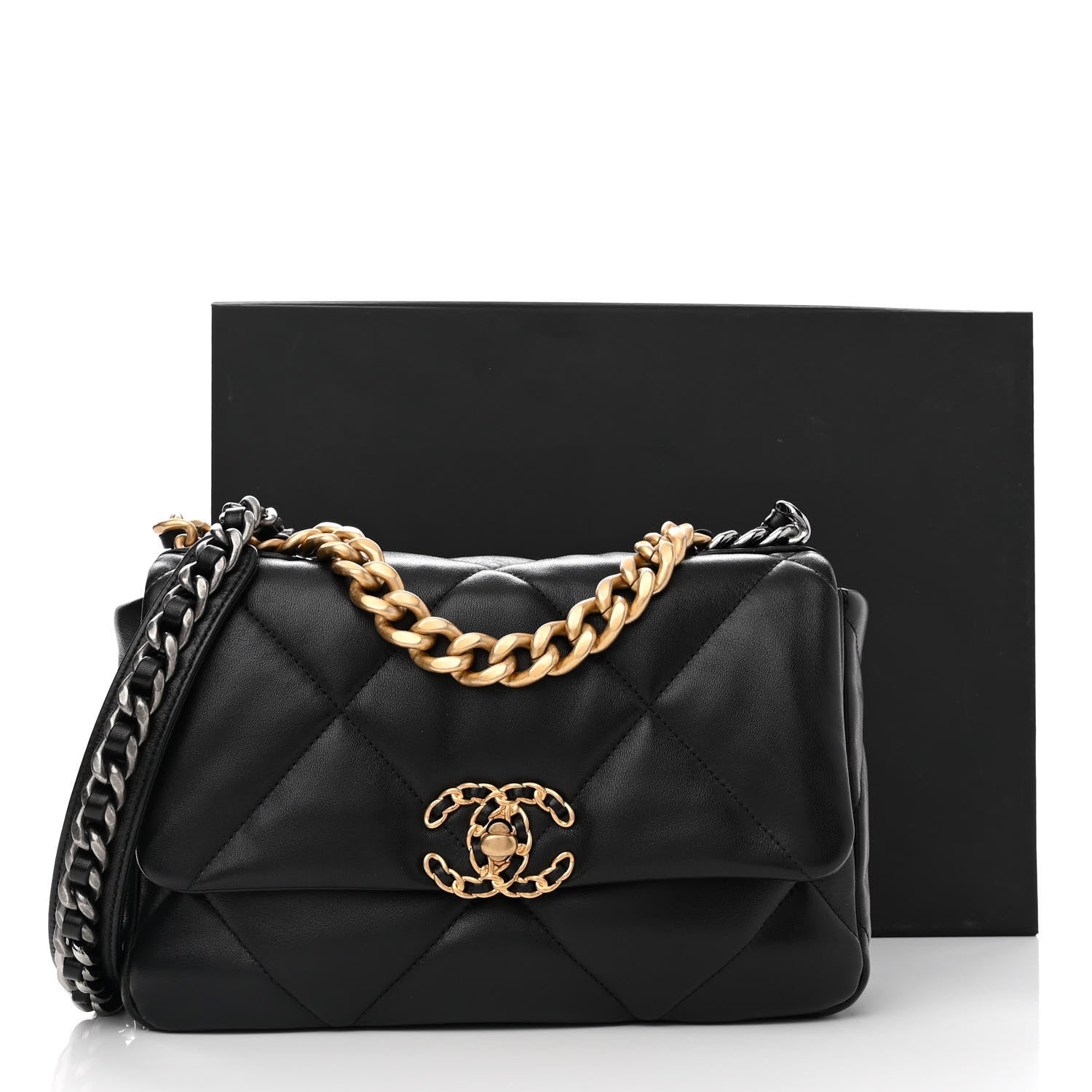 Chanel Lambskin Quilted Medium Chanel 19 Flap Black 14 of 14