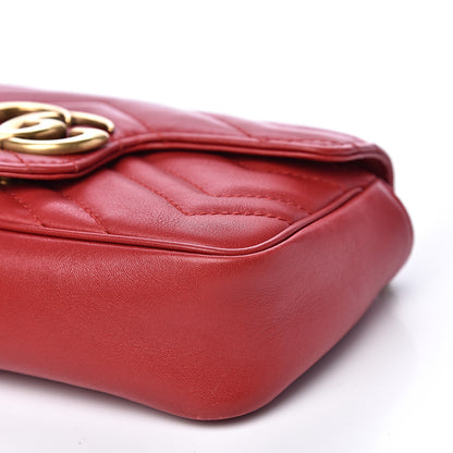 Gucci Calfskin Matelasse Super Mini GG Marmont Shoulder Bag Hibiscus Red 9 of 11
