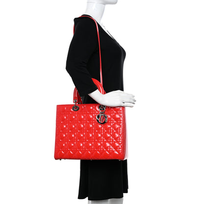 Christian Dior Patent Cannage Large Lady Dior Fuchsia 2 of 16