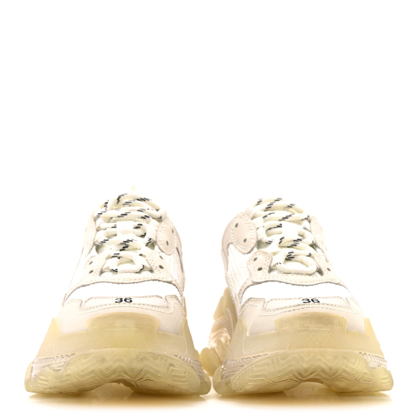 Fabric Mesh Clear Sole Womens Triple S Sneakers 36 Honeycomb White