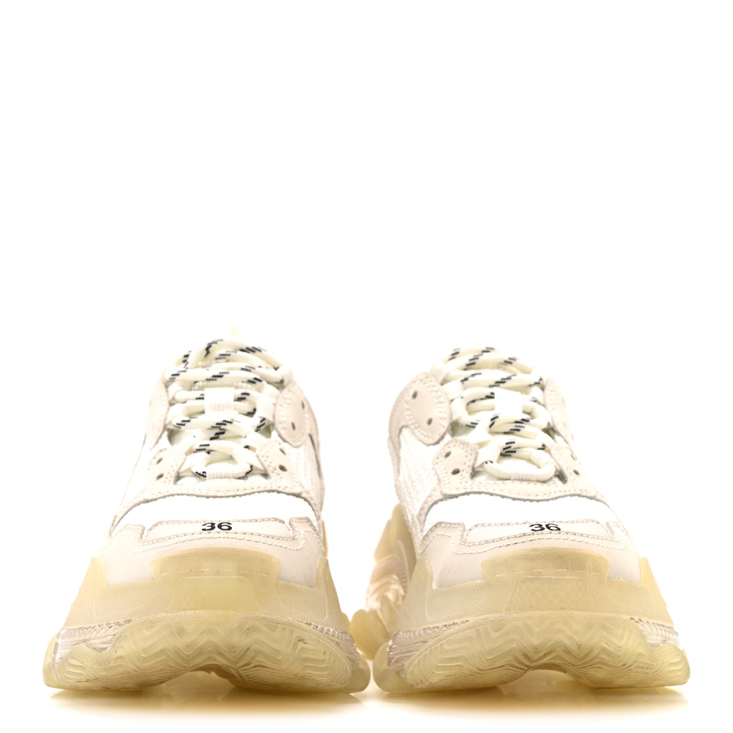 Balenciaga Fabric Mesh Clear Sole Womens Triple S Sneakers 36 Honeycomb White 3 of 12