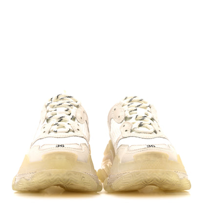 Balenciaga Fabric Mesh Clear Sole Womens Triple S Sneakers 36 Honeycomb White 3 of 12