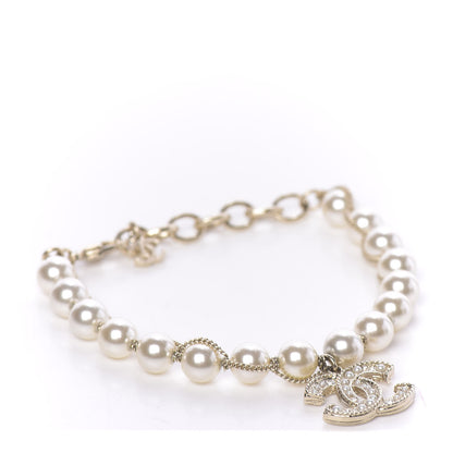 Chanel Pearl Crystal CC Bracelet Gold 1 of 5