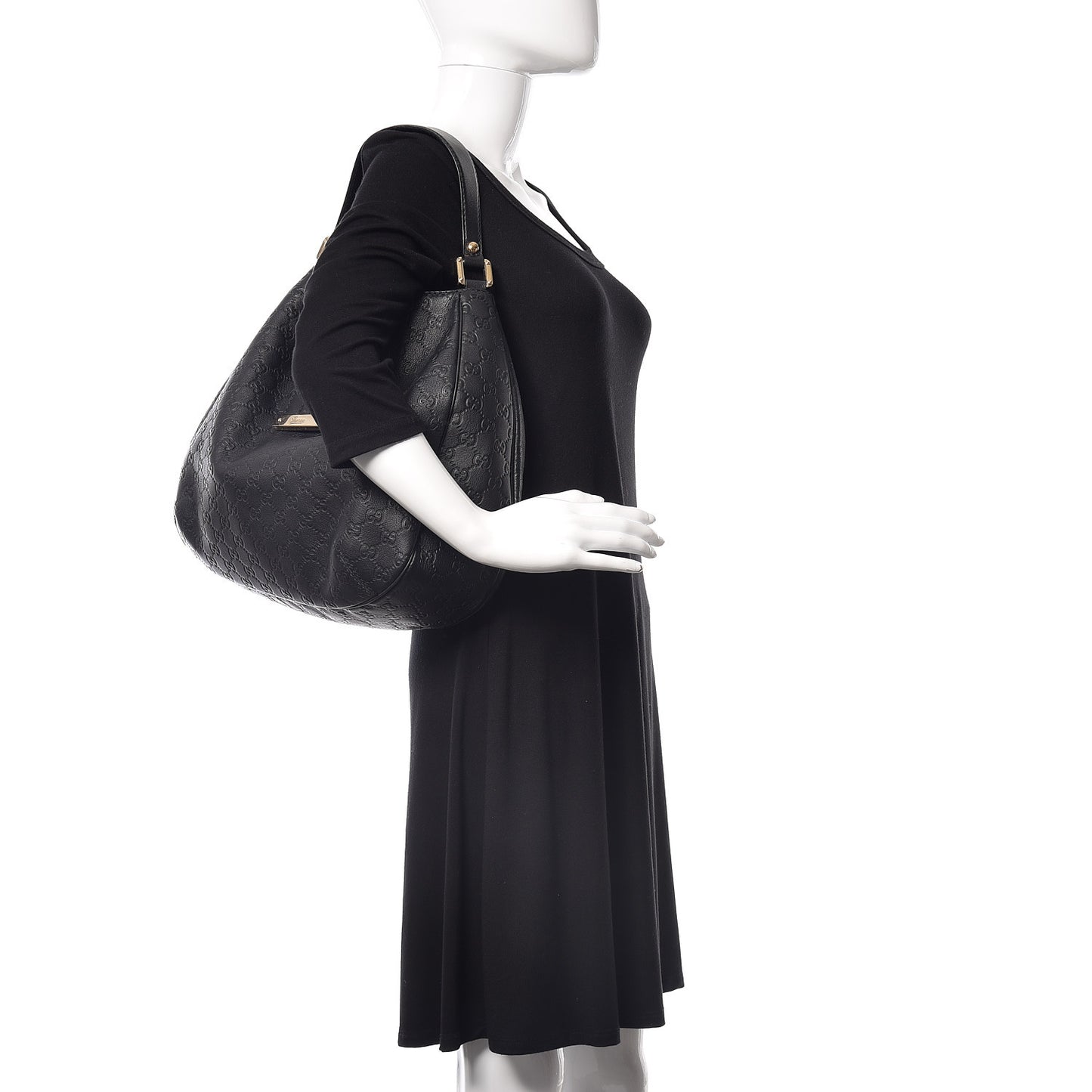 Guccissima Large New Ladies Web Hobo Black