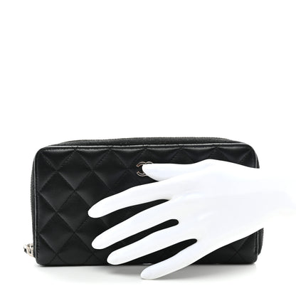 Chanel Lambskin Quilted Large Gusset Zip Around Wallet Black 2 of 11